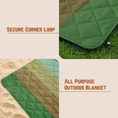 Weatherproof Vintage Camping Stripe Throw Blanket
