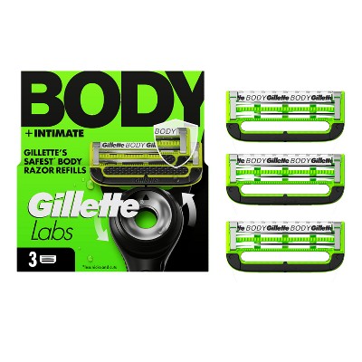 Gillette Labs Body + Intimate 5-Blade Men's Razor Blade Refills Compatible with Exfoliating Bar Body + Intimate Razor - 3ct