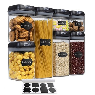 Cheer Collection Airtight Food Storage Containers, Set of 7 (Black)