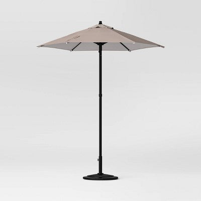 6' Round Outdoor Patio Market Umbrella Tan with Black Pole - Room Essentials: Includes Carrying Bag, Steel Frame (LOCAL PICKUP ONLY)