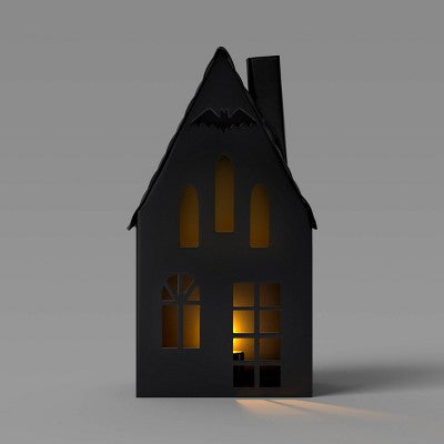 Small Lit Metal Bat House Decorative Sculpture - Hyde and EEK! Boutique: Halloween