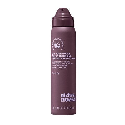 Niches & Nooks, Dry Your Nooks Sweat Absorbing Chafing Barrier Spray - Fresh Fig - 2 fl oz
