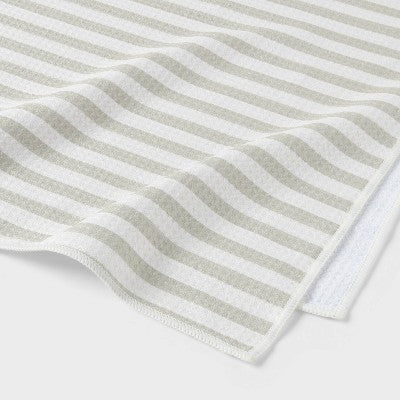 2pc Quick Dry Striped Waffle Oversize Bath Towel Tan - Room Essentials