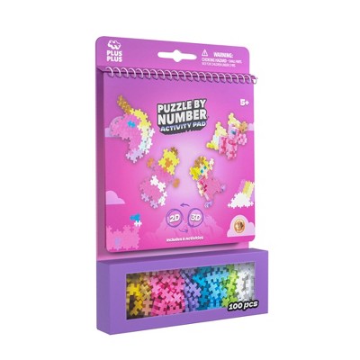 Plus-Plus Puzzle by Number Activity Pad - Fairytale: Educational Toy for Fine Motor Skills, Polyethylene Set