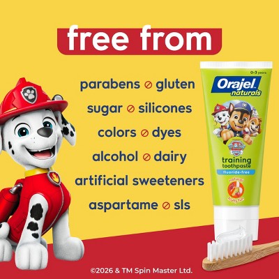Orajel Naturals Kids PAW Patrol Fluoride-Free Training Gel Toothpaste - Fruity Fun - 3.5oz
