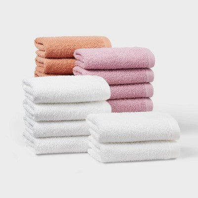 18pk Everyday Washcloths Pink/Orange/White - Room Essentials (LOCAL PICKUP ONLY)
