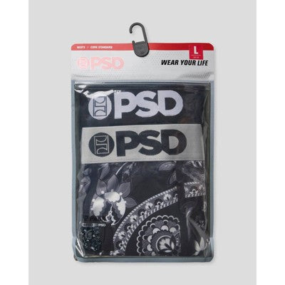 PSD Men's Paisley Print Briefs 2pk - Black/Gray L