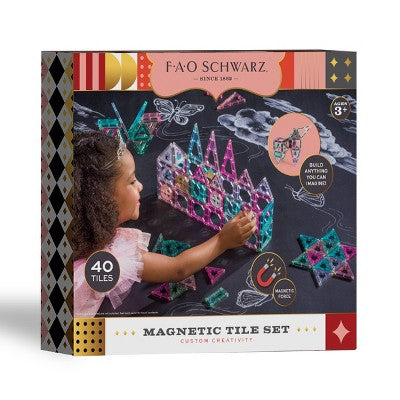 FAO Schwarz Magnetic Tile Set Pastel 40pc: Instruction Guide, Educational Building Set, Creative Thinking