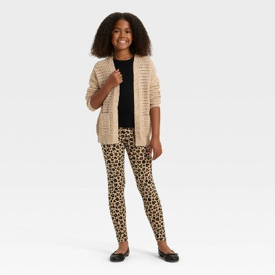 Girls' Leopard Printed Leggings - Cat & Jack Beige S