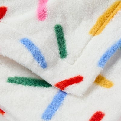 50"x60" Holiday Sprinkles Fuzzy Kids' Throw Blanket White - Pillowfort