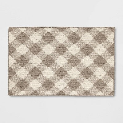 2'x3' Gingham Washable Accent Rug Heathered Gray/Ivory - Threshold