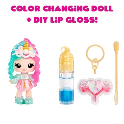 Yummiland Lip Gloss Doll: Mystery Color Change - Phoebe Frappe Includes DIY Lip Gloss + Removable Keychain