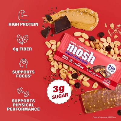 MOSH Peanut Butter Cup High Protein Bars with Creatine - 20g Protein - 8.44oz/4ct