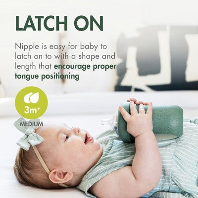 Boon Nursh Silicone Baby Bottle with Collapsible Silicone Pouch - Green Speckle - 8 fl oz