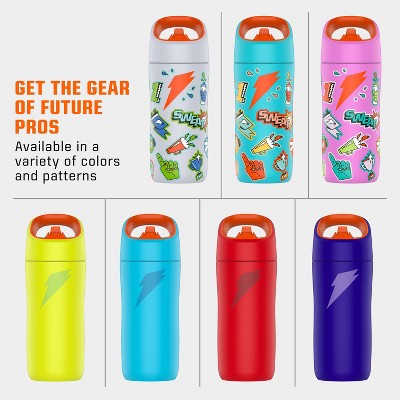Gatorade 12oz Stainless Steel Water Bottle - Light Blue: Portable Drinkware, Plastic Lid