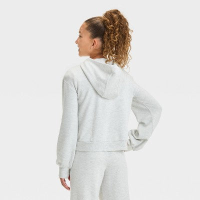 Girls' Cozy Fleece Hoodie Sweatshirt - Heather Gray M
