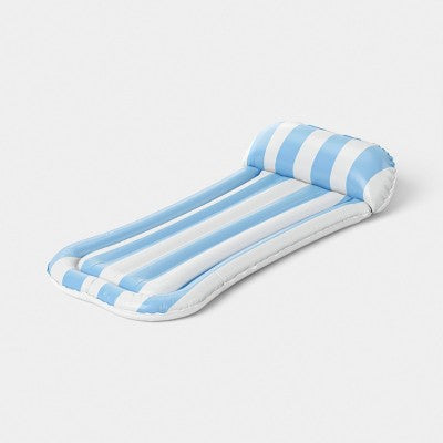 Pool Lounge Mat Striped Pool Lounger - Sun Squad Blue/White