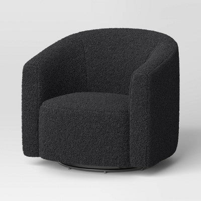 Large Aveline Swivel Chair Black Faux Shearling - Threshold (LOCAL PICKUP ONLY)