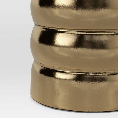 Tall Ribbed Taper Holder Gold - Threshold: Modern Iron Candlestick, Tabletop Decor, 6.5" Height