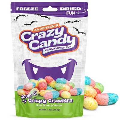 Crazy Candy Freeze Dried Halloween Candy - Sour Crispy Crawlers - 1.5oz