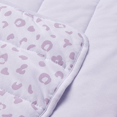Rayon from Bamboo Jersey Quilted Blanket - Leopard - Purple - Cloud Island