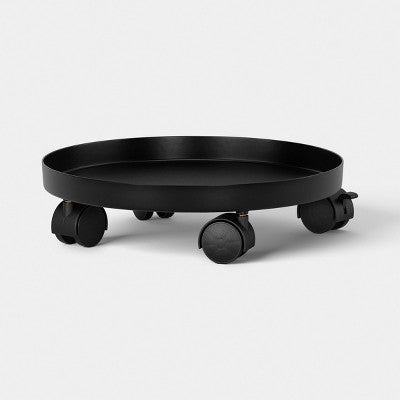12" Plant Caddy on Wheels Planter Stands and Holders Black - Threshold