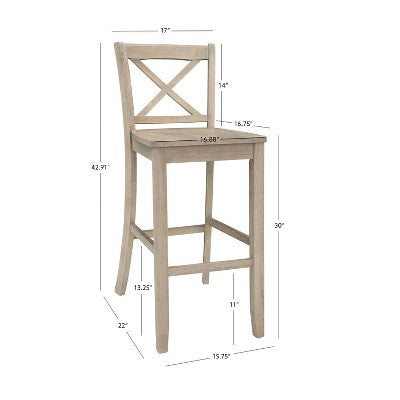 Linon Torino Wash X Back Counter Height Barstool Gray (LOCAL PICKUP ONLY)