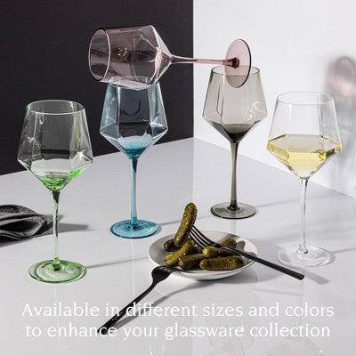 over&back 17.6 fl oz Facet Stemmed Wine Glass Clear