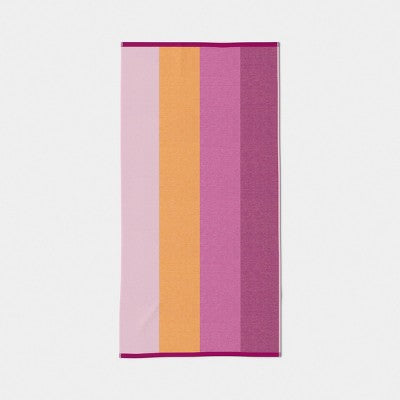 32"x62" Wide Multi Striped Reversible Beach Towel Pink/Orange - Sun Squad