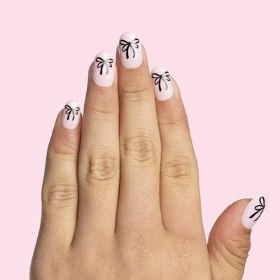 Olive & June Pressies Fake Nails - S/M Round - Biggest Bow On Top - 28ct: Gloss Finish