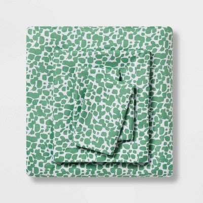 King Printed Microfiber Sheet Set Green Dot - Room Essentials: Polyester, OEKO-TEX Certified, 4-Piece Set