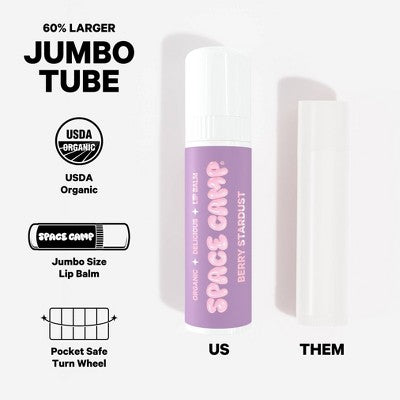 Space Camp Wellness Berry Stardust Lip Balm - 0.25oz: Moisturizing, Hydrating, Paraben-Free, Contains Vitamin E