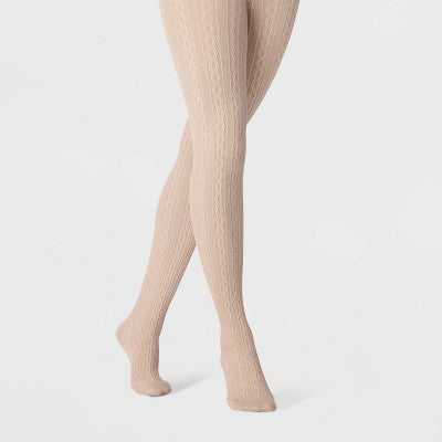 Women's Cable Sweater Tights - A New Day Oatmeal Heather 1X-2X