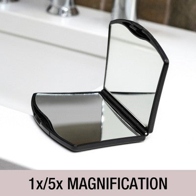 Conair Compact 2-Sided Makeup Mirror - 1x/5x Magnification - Black