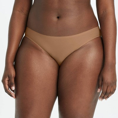 Women's 6pk Bonded Microfiber Bikini Underwear - Auden Assorted Color XL: Solid Knit Mid Rise Panties