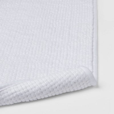 20"x32" Everyday Chenille Bath Rug White - Room Essentials: Machine Washable, Tufted Polyester, Non-Slip Backing