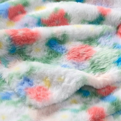 Floral Fur Kids' Throw Blanket Green - Pillowfort
