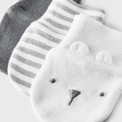 Baby 3pk Cotton Mittens - Cloud Island Gray