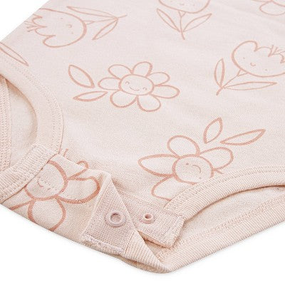 Huggies Baby Girls' Zebras 3pk Short Sleeve Bodysuit - Pink 18M: Organic Cotton, Crotch Snap, Knit Fabric