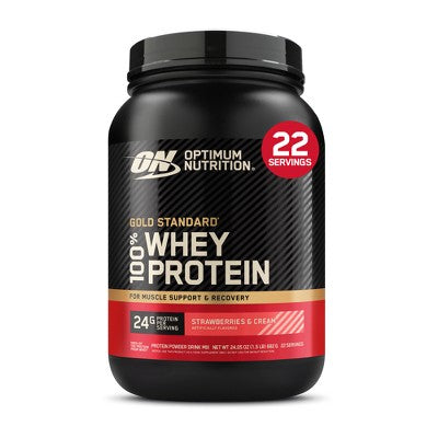 Optimum Nutrition Gold Standard 100% Whey Protein Powder - Strawberries & Cream - 22 Servings - 24oz