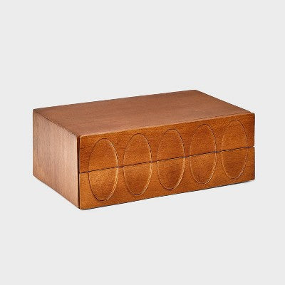 Two Drawer Wooden Mid-Century Modern Jewelry Organizer - A New Day Brown