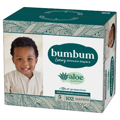 bumbum Luxury Skincare Disposable Diapers - Size 5 - 102ct