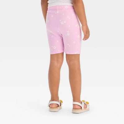Toddler Girls' Floral Bike Shorts - Cat & Jack Light Purple 18M