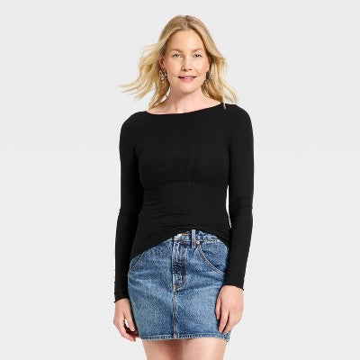 Women's Long Sleeve Blouse - Universal Thread Black XS