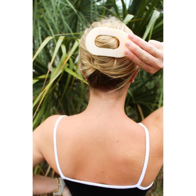 TELETIES Medium Flat Round Hair Clip - Almond Beige
