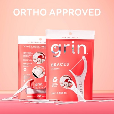 Grin Oral Care Braces Dental Floss - Unflavored - 60ct