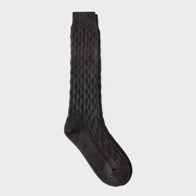 Women's Diamond Textured Super Soft Knee High Boot Socks - Auden Black 4-10