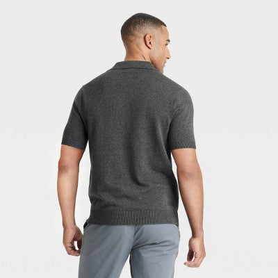 Men's Short Sleeve Johnny Sweater - Charcoal Gray M