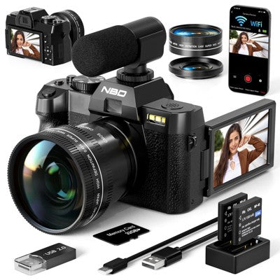 NBD 4K Ultra HD 64MP Digital Camera with Wide Angle & Macro Lens