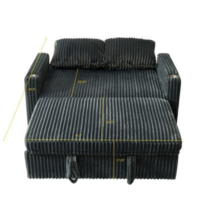 Recliner Sofa Bed with USB Charging and Adjustable Backrest,Gray Velvet Recliner Sofa for Living Room,Pull-Out Sofa Bed with Fabric-Koiai (LOCAL PICKUP ONLY)